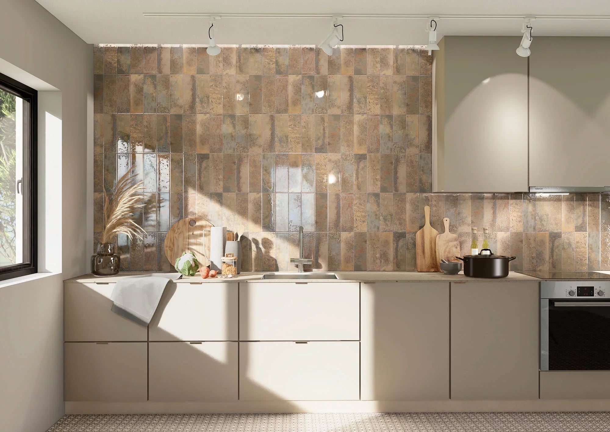Marza Rust 4 In.  12 In. Glossy Ceramic Brown Subway Wall Tile
