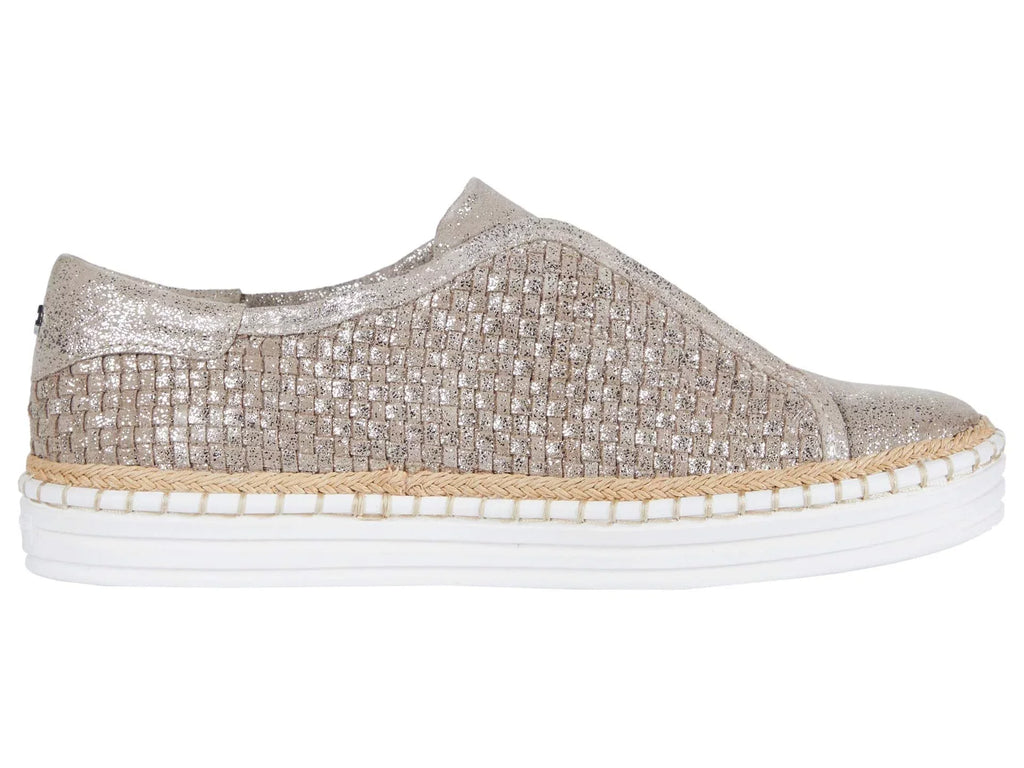 Womens Gold Padded Logo Hardware Woven Goring Kayla Round Toe Platform Slip On Leather Sneakers Shoes 10