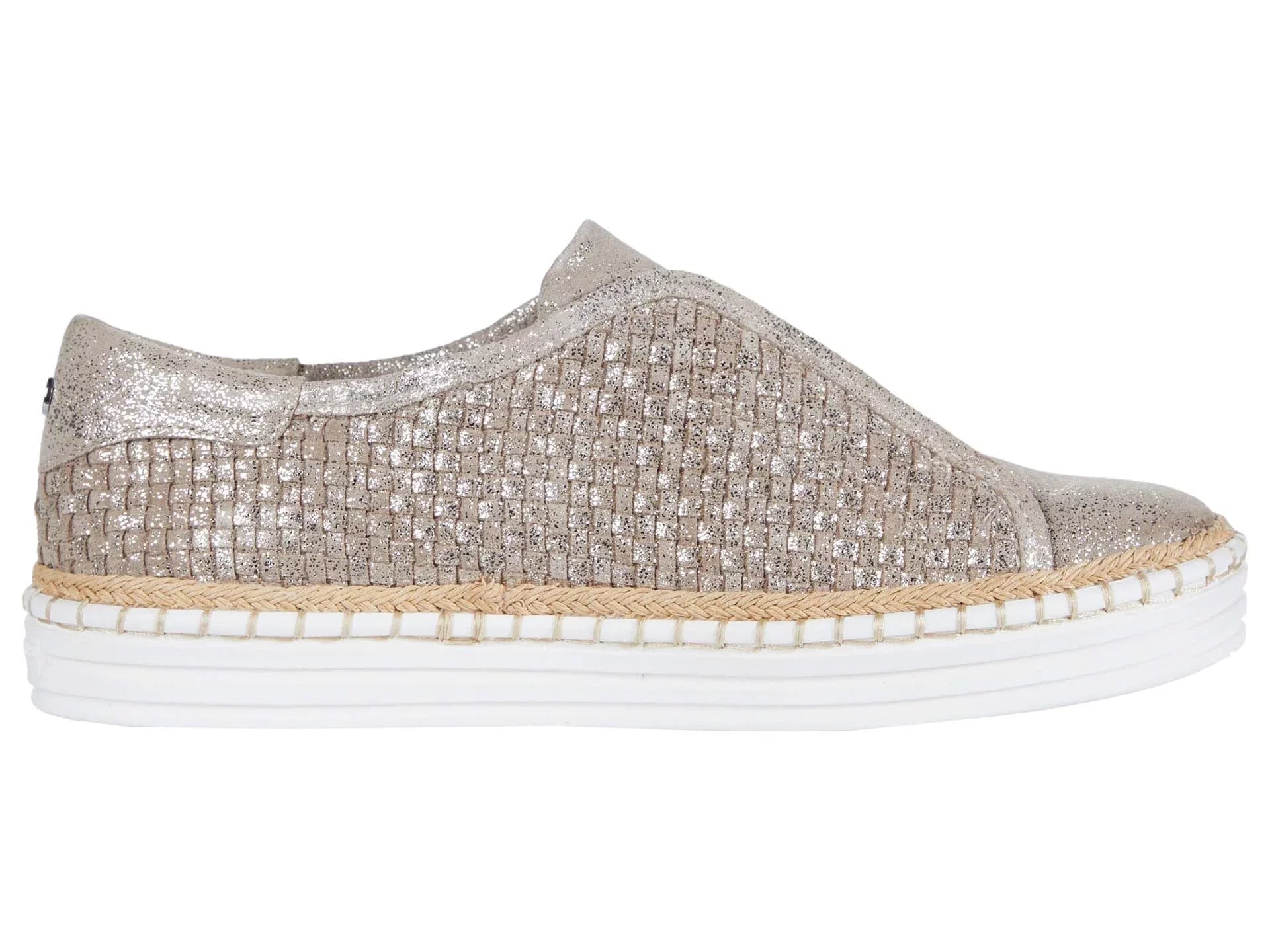 Womens Gold Padded Logo Hardware Woven Goring Kayla Round Toe Platform Slip On Leather Sneakers Shoes 10