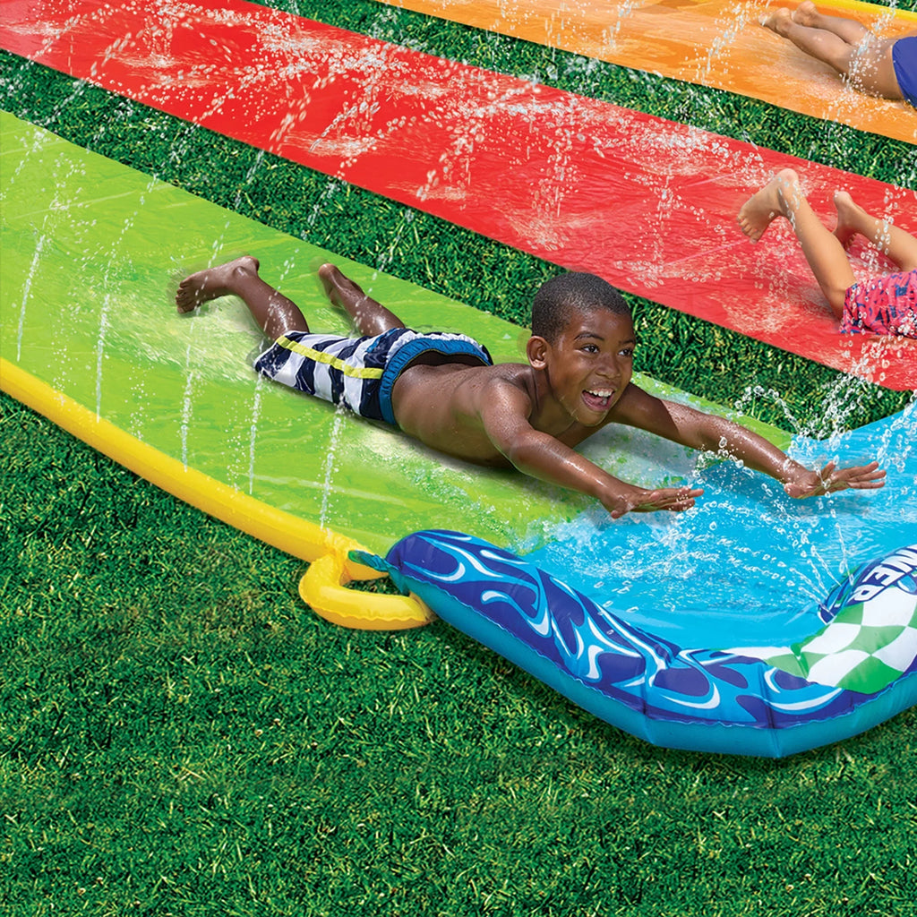 Banzai 16 Feet Triple Tag Racing Water Slide - Side-by-Side-by-Side Racing Fun!