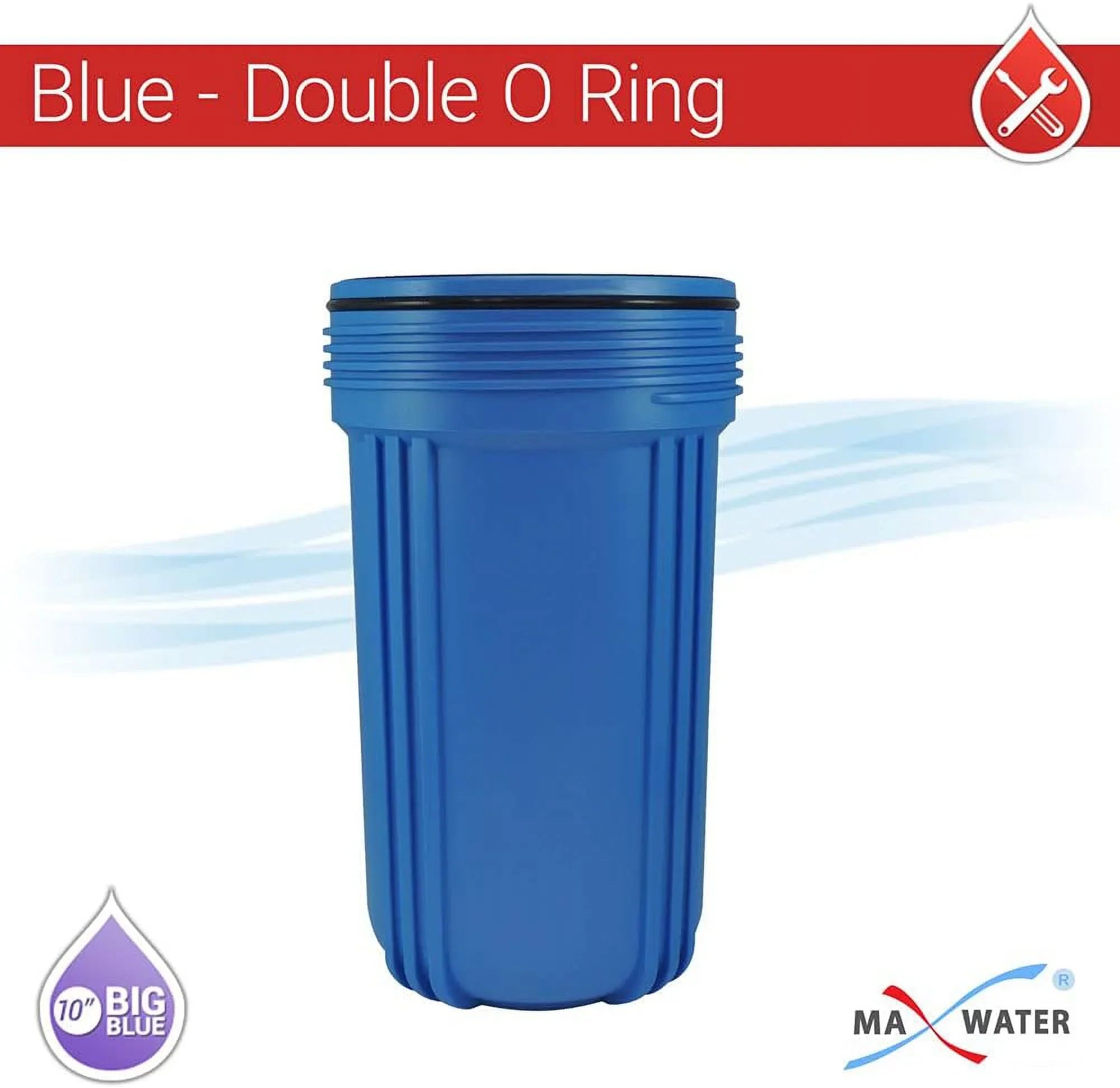 1 Pack 10"  Blue Whole House  System Filter Housing 1"  Brass Ports /Pressure Release, Pressure Gauge, Wrench  Bracket