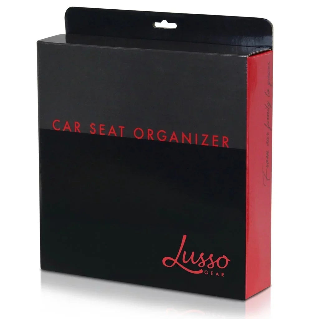 Lusso Gear Car Seat Organizer Front/Backseat with Black Stitching Great for Adults, Kids Featuring 8 Storage Compartments for Toys, Magazines, Tissues, Maps, Books, Documents, Games and More