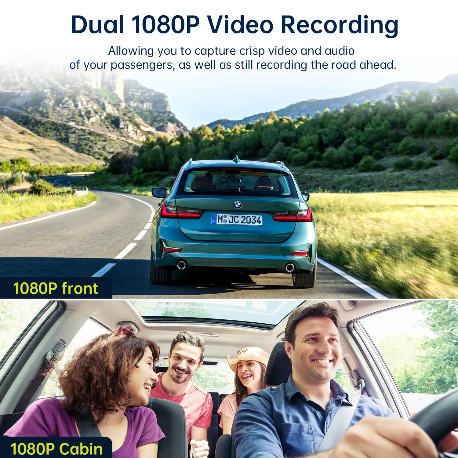 Dual Dash Cam Front and Inside 1080P Dash Camera for Cars  Night Vision Car Camera for Taxi Accident Lock Parking Monitor 2 Mounting Options 64GB  Card