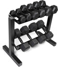 Rubber Coated Hex Dumbbell Set With Two Tier Storage Rack Non-Slip Hex Shape For Muscle Toning, Strength Building & Weight Loss - Multiple Choices Available