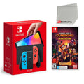 Nintendo Switch  Console Neon Red & Blue with Minecraft Dungeons Hero Edition and Screen Cleaning Cloth