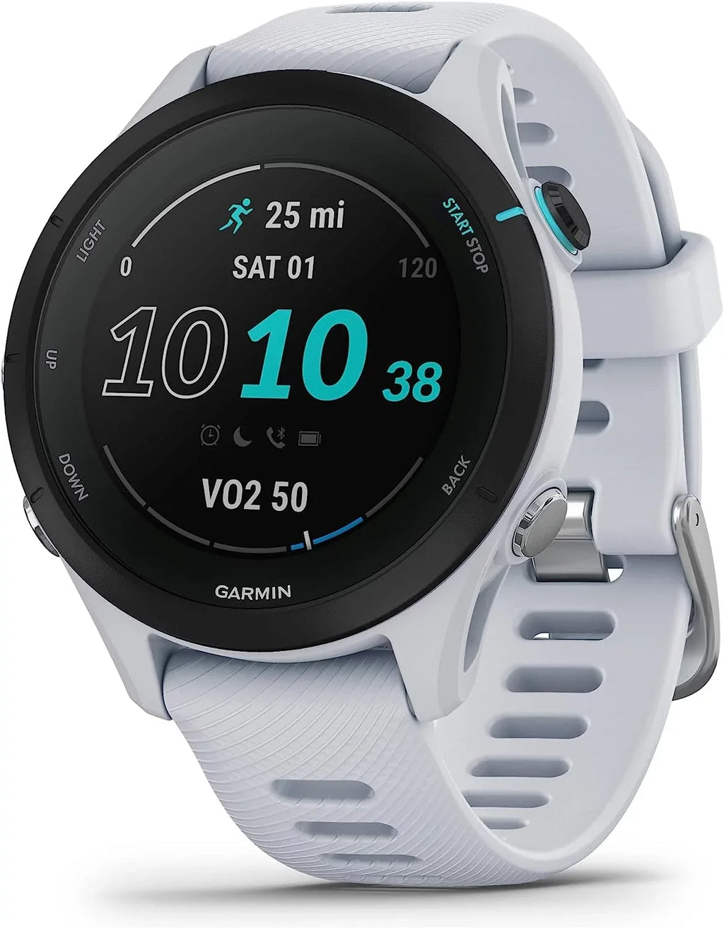 Garmin Forerunner 255S Music, Smaller  Running Smartwatch with Music, Advanced Insights, Long-Lasting Battery, Whitestone with Charging Base,  Car/Wall Adapters & 6Ave Cleaning Kit