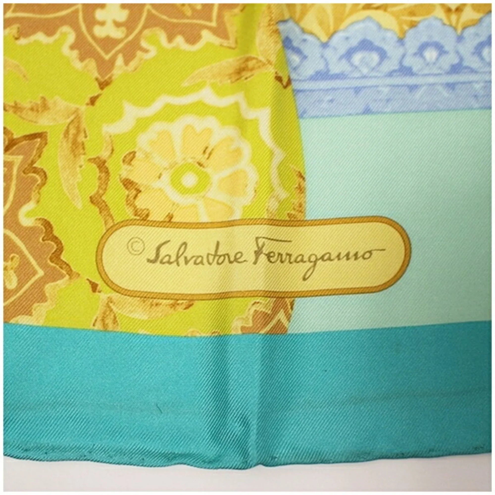 Pre-Owned Salvatore Ferragamo Silk Scarf Muffler Women's Tapestry (Like New)