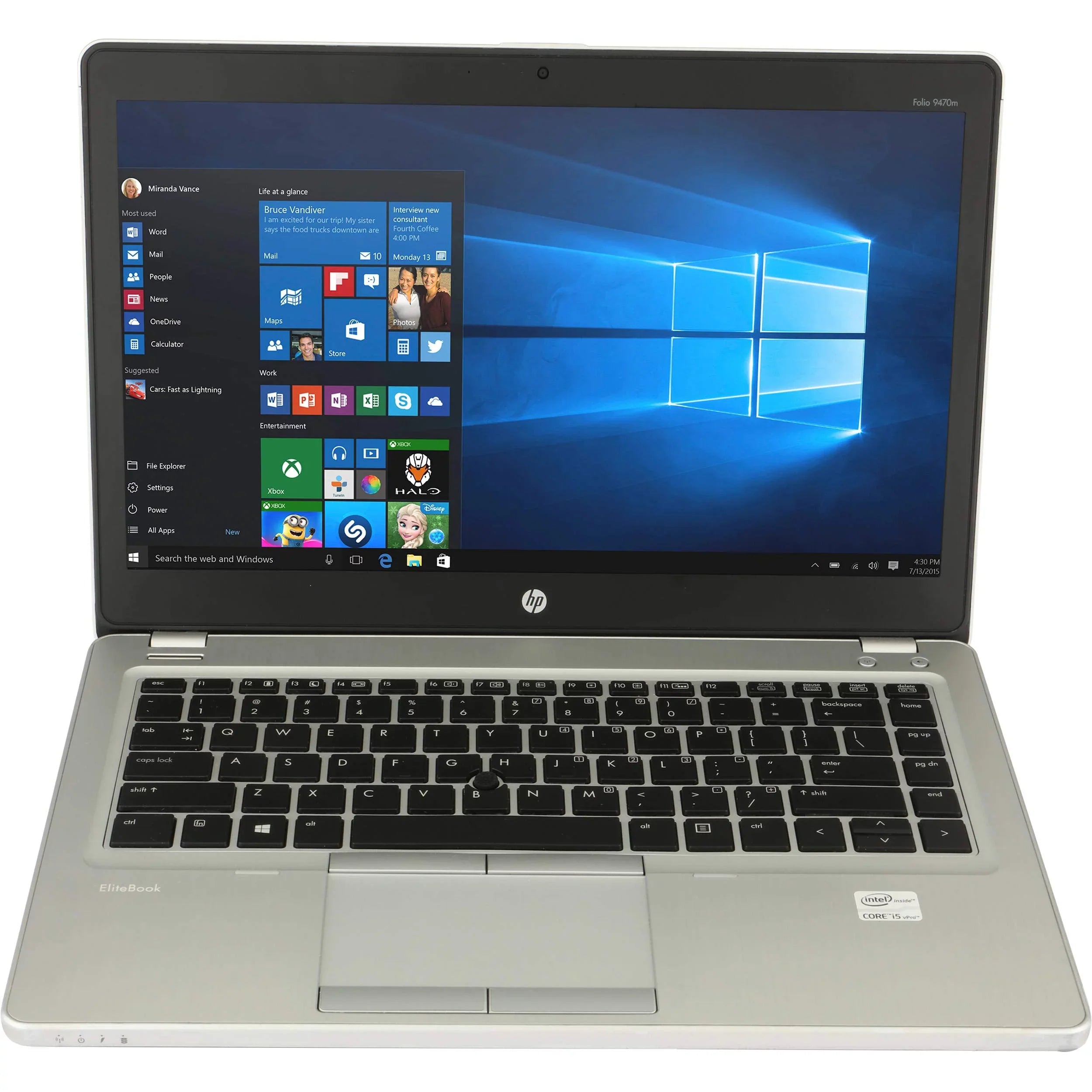 Restored  EliteBook Folio 9470M 14" Intel Core i5-3437U 1.9GHz 16GB 320G  Windows 10 Professional (Refurbished)