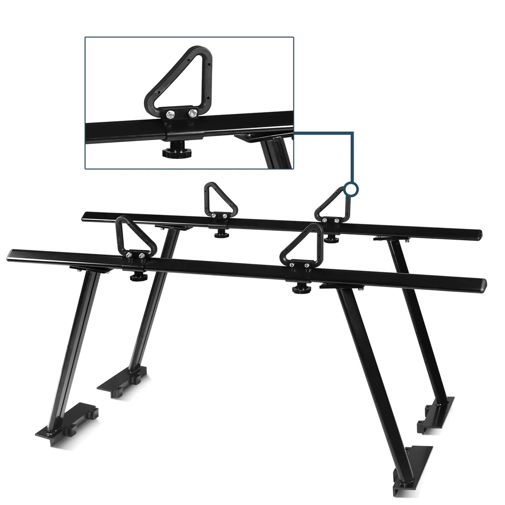 BoardRoad Pickup Truck Ladder Racks, Black Universal Truck Bed Cargo Racks (No-Drilling Required) 1,000lbs Capacity for Kayak Surfboard Lumber Ladder Aluminum