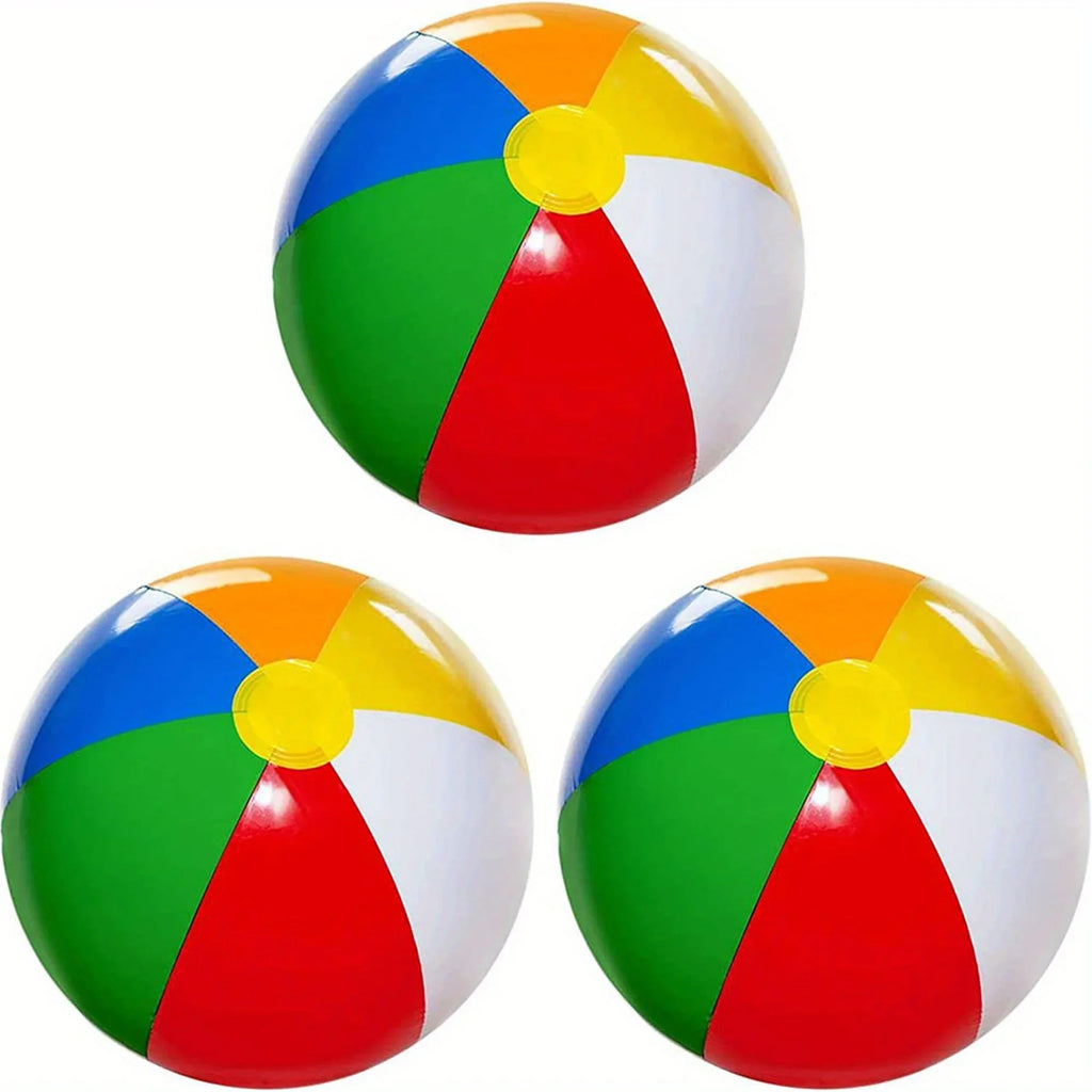 Vibrant 3-Pack Inflatable Beach Balls - Kid-Friendly Fun - Ideal for Pool Parties & Tropical Hawaiian Themes
