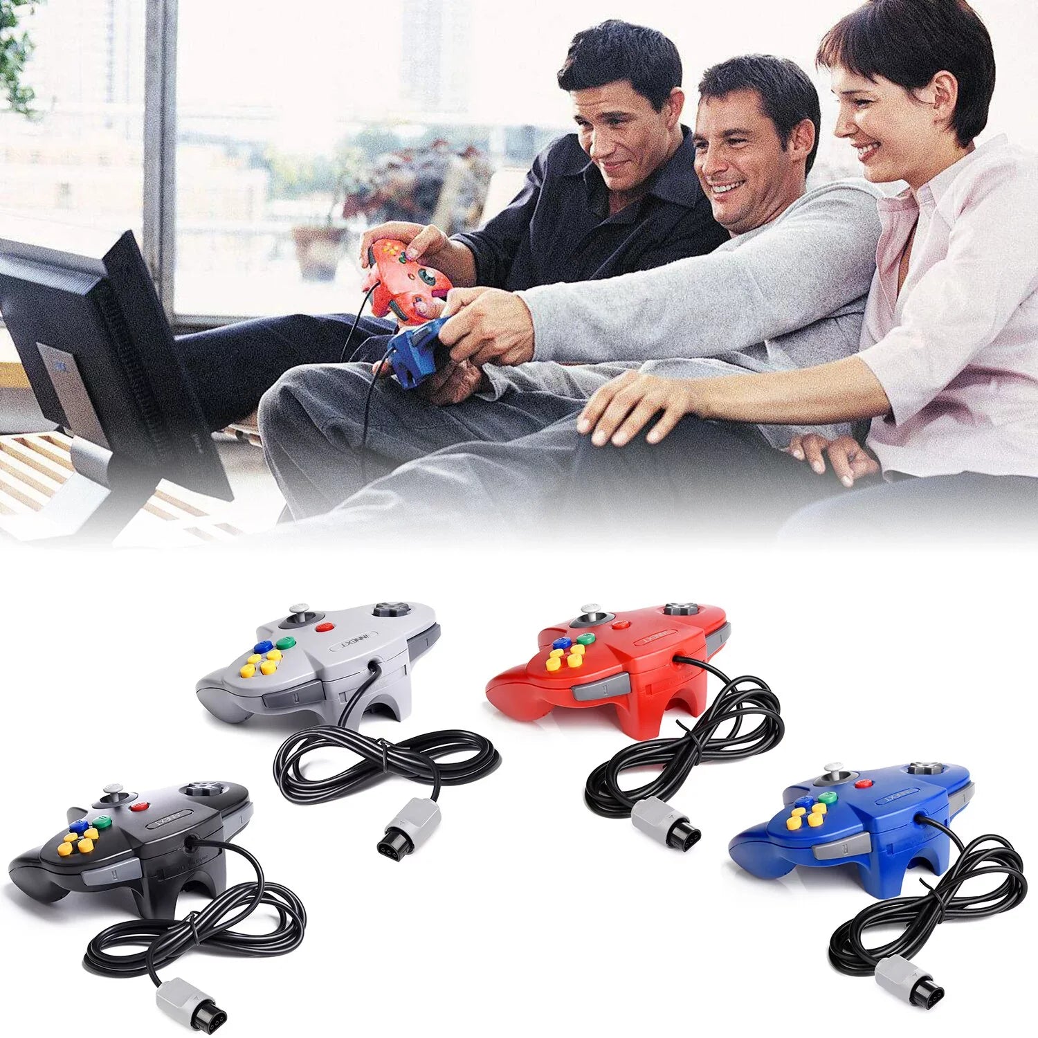 2 Pack  Controller, iNNEXT Classic Wired  64-bit Game pad Joystick for Ultra 64 Video Game Console  System (Black)
