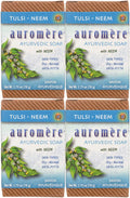 Auromere Ayurvedic Bar Soap, Tulsi Neem - Eco Friendly, Handmade, Vegan, Cruelty Free, Natural, Non Gmo (2.75 Oz), 4 Pack.