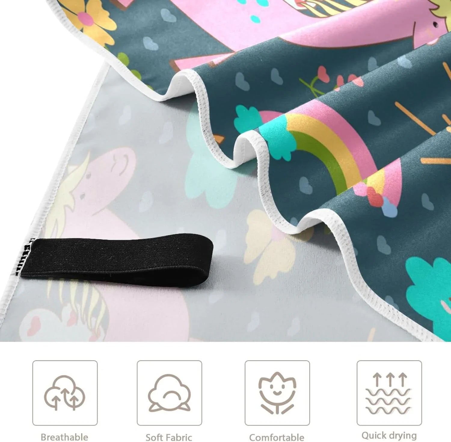 Bestwell Pink Unicorns Beach Towel Oversized Towel Blanket, Thin Lightweight Microfiber Sand Free Quick Dry Towel, 31”” Multipurpose Pool Bath Yoga Swim Shower Towel