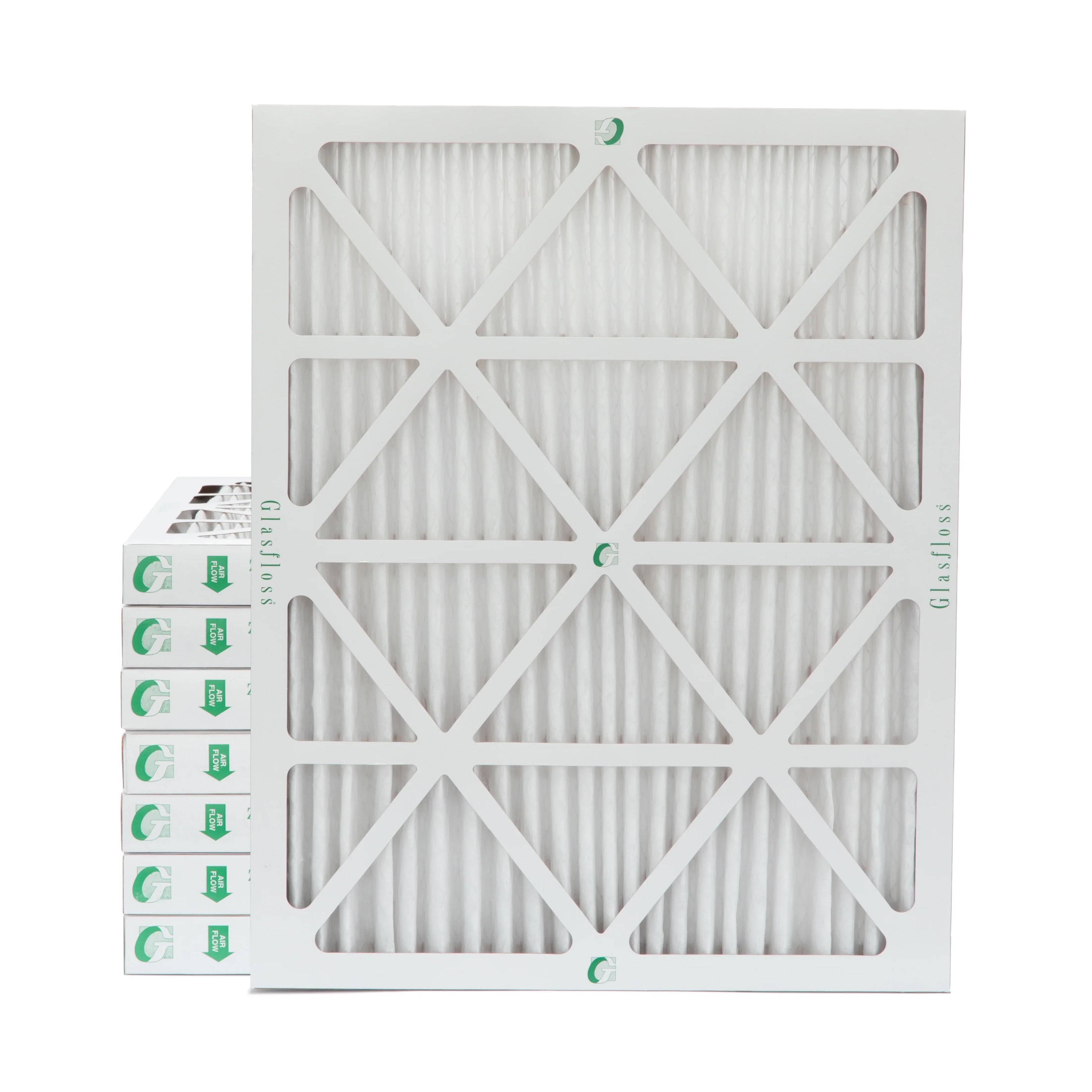 20x25x2  10 Pleated  Furnace Air Filters by Glasfloss Industries. ( 8 Pack ) Exact Size: 19-1/2 x 24-1/2 x 1-3/4