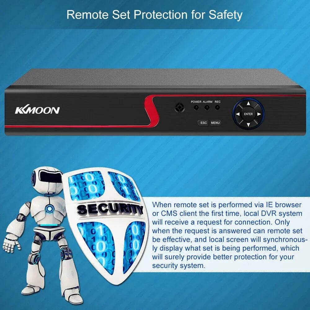 KKmoon  Video Recorder and 8 Camera Set Full High Definition Recording System  Remote Phone Monitoring for Home Office