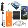 Carevas 1080P Underwater Fishing Camera with  Control Fishing Live Video Camera Fish Finder with 50M Cable Mobile Phone Holder Bait Cage Carry Case for Ice Lake Sea Boat Kayak Fishing
