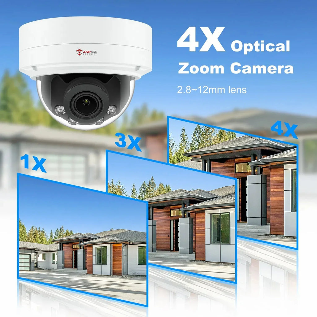 8MP  Camera 4X Zoom Camera Support Human Vehicle Detection 30m  Distance Built in Mic .265