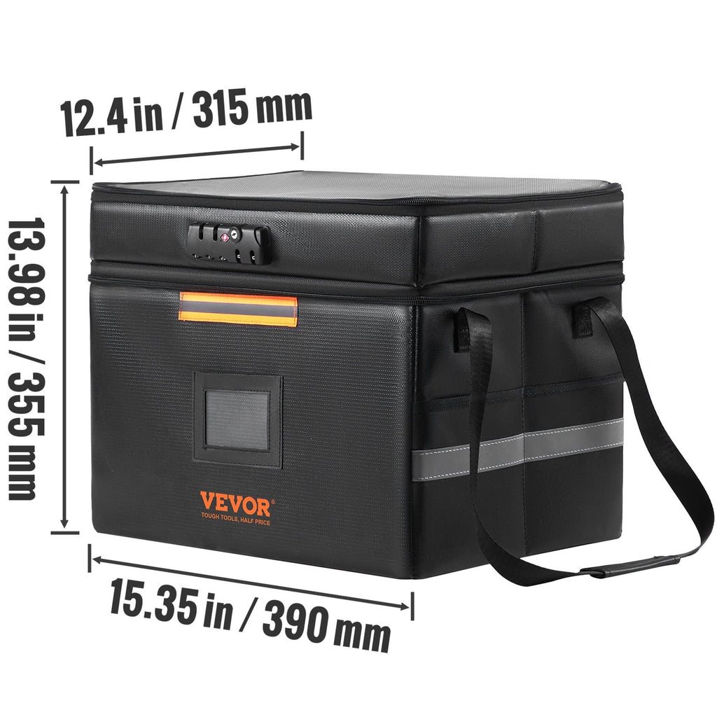 Fireproof Document Box with Lock File Document Organizer 2000℉ Fireproof & Waterproof Document Bag 2 Layer Portable File Box with Handle