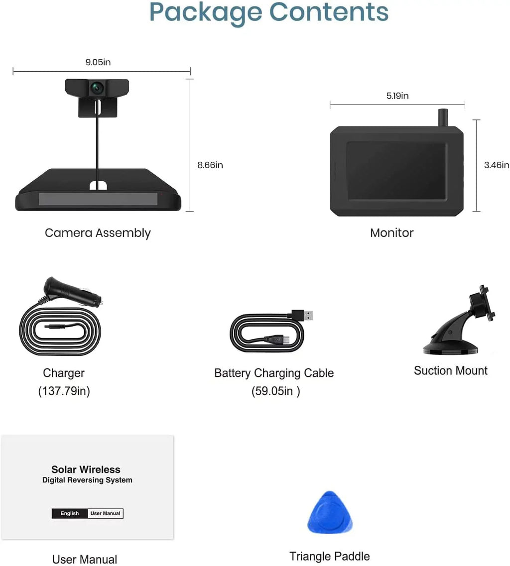 SunGo Pro Solar Wireless Backup Camera for Most Vehicle,  No Wiring No Drilling Install with Digital Wireless Night Vision Rear View Camera