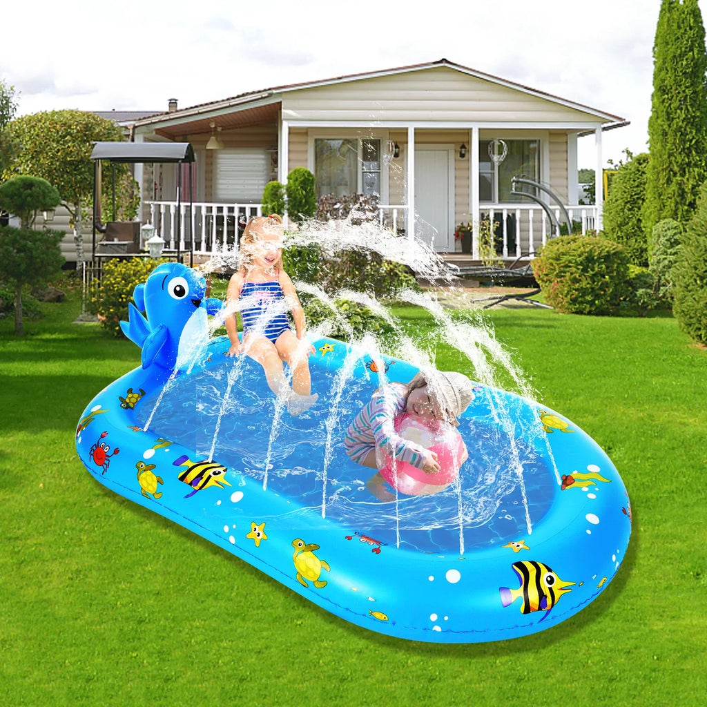 Large Durable Inflatable Pool with Sprinkler - Swimming Kiddie Pool Sprinkler for Kids, Summer Pool for Backyard