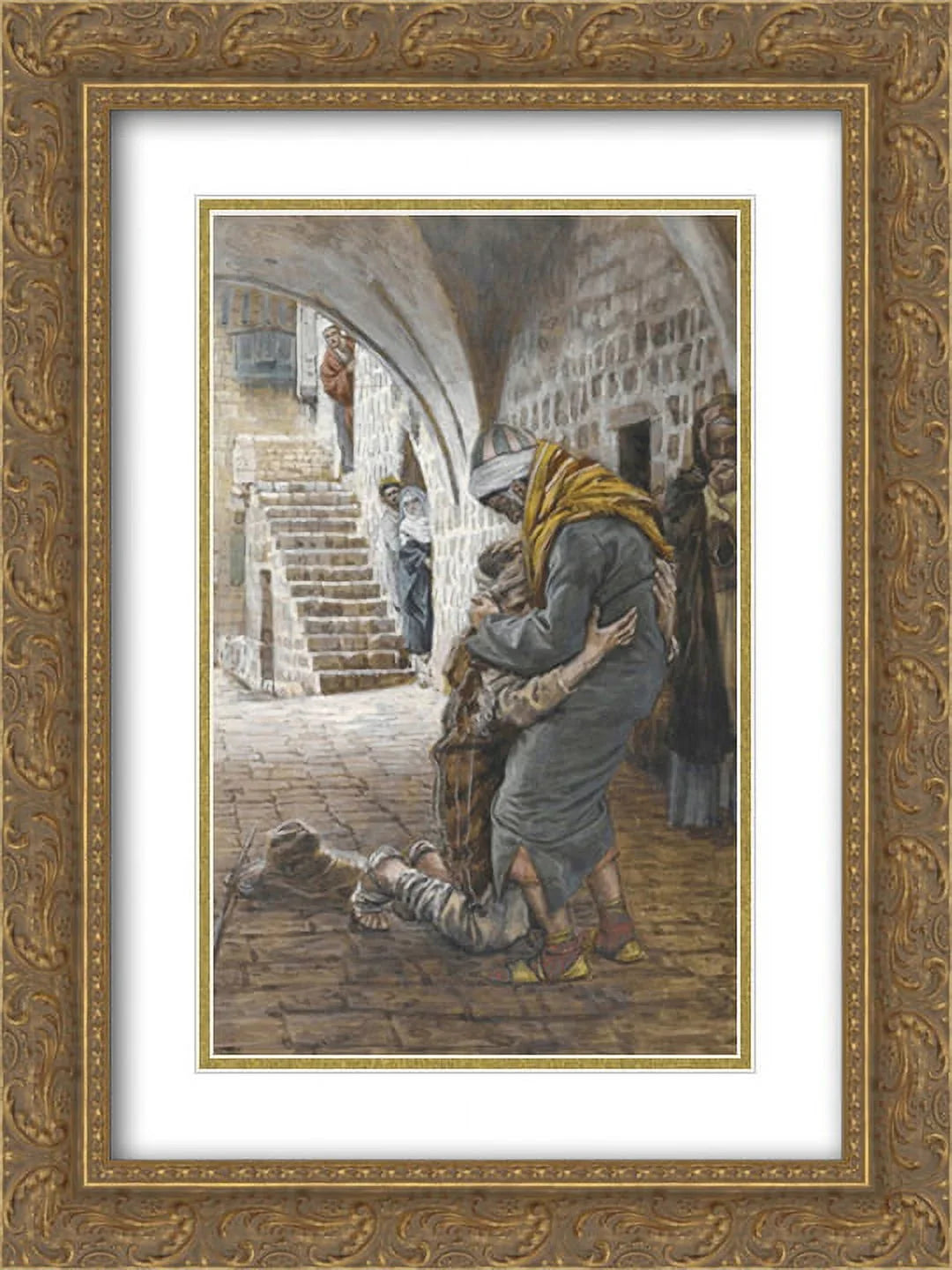 James Tissot 2x Matted 18x24 Gold Ornate Framed Art Print 'The Return of the Prodigal Son, illustration for 'The Life of Christ''