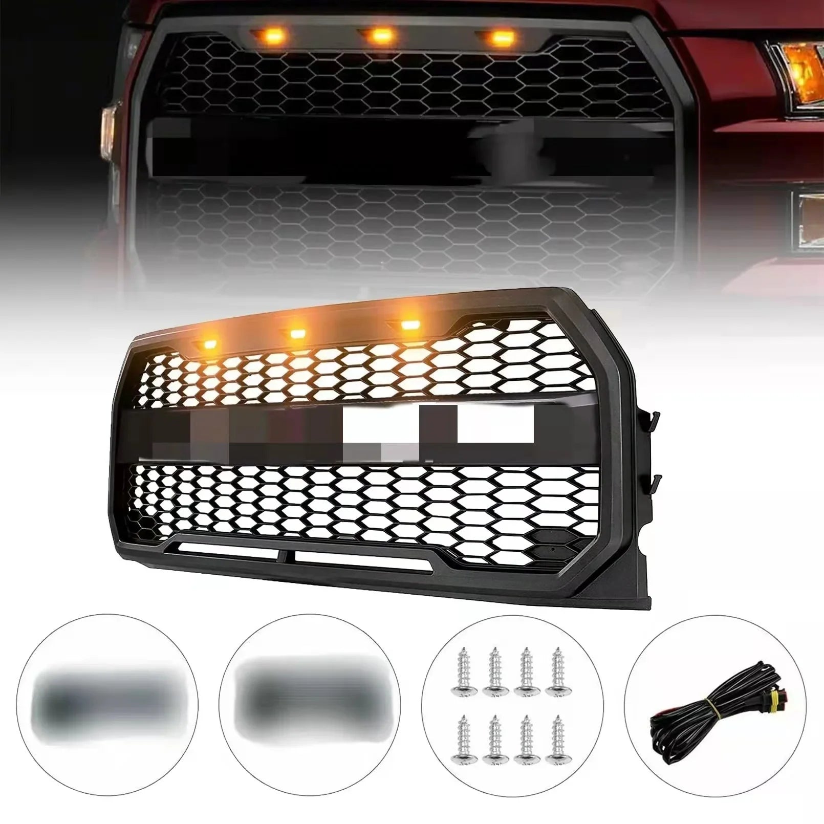 Raptor Style Front Bumper Grill Hood Grille for Ford  -150 2009-2014 Black