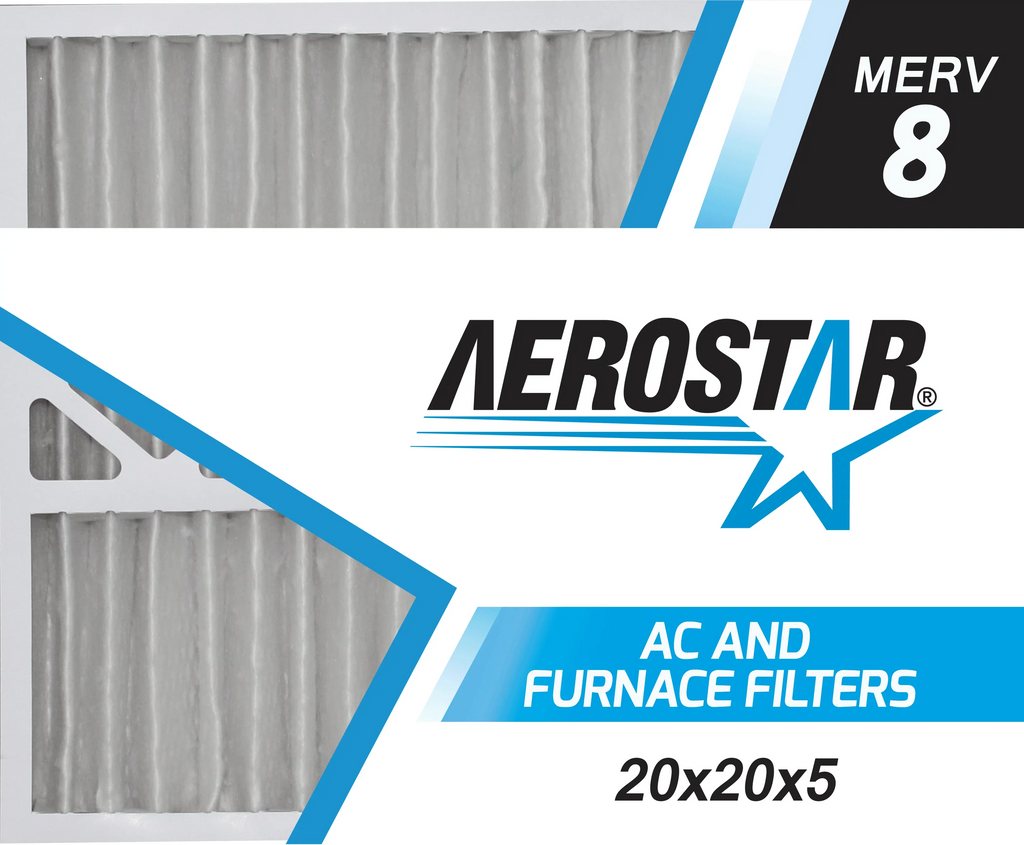 Aerostar 20x20x5   8, Honeywell Replacement Pleated Air Filter, 20x20x5, Box of 2