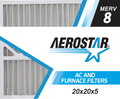 Aerostar 20x20x5   8, Honeywell Replacement Pleated Air Filter, 20x20x5, Box of 2