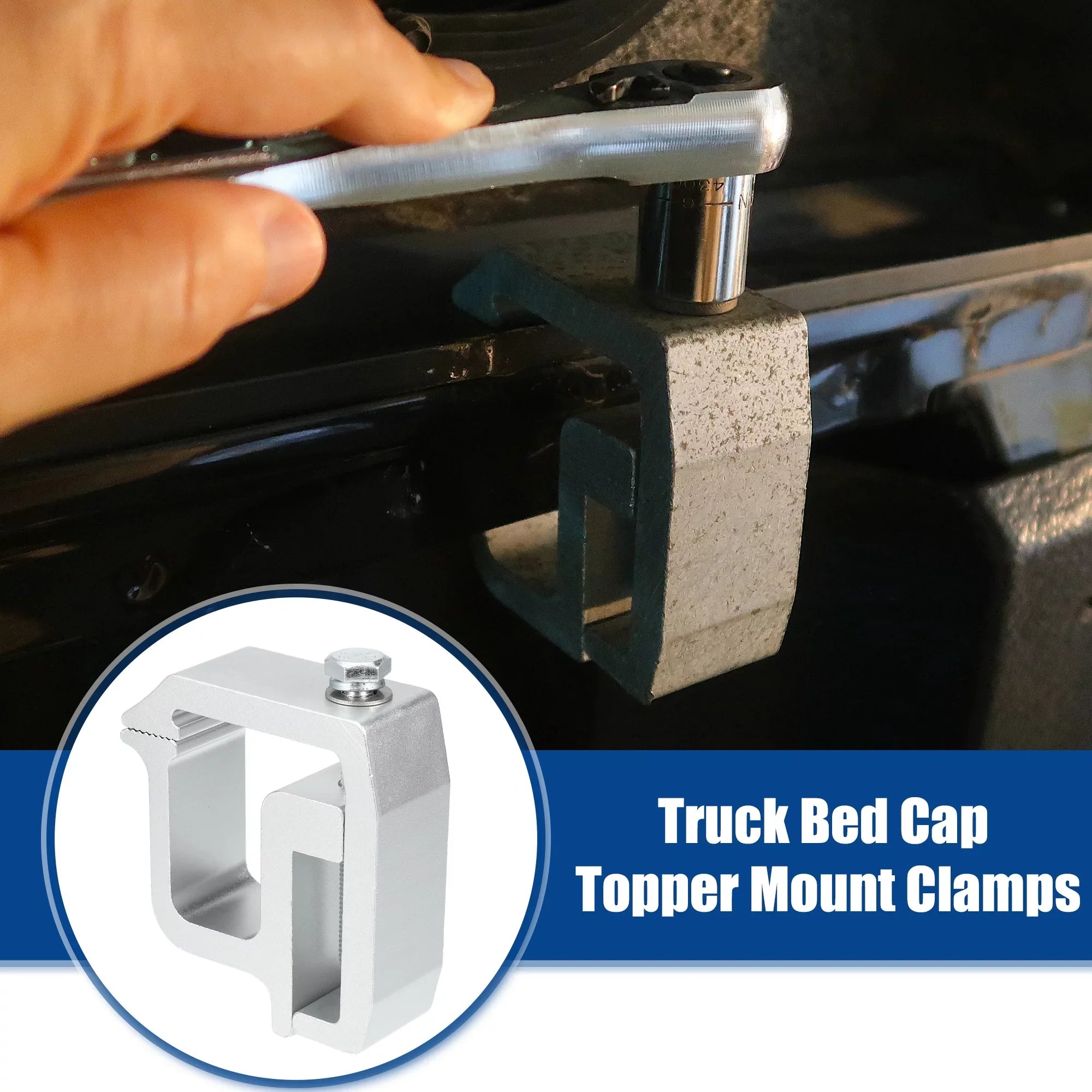 Unique Bargains 8 Pcs Truck Bed Cap Mount Clamps Camper Shell Clips Fit for Chevy Silverado 1500 2500HD Silver Tone