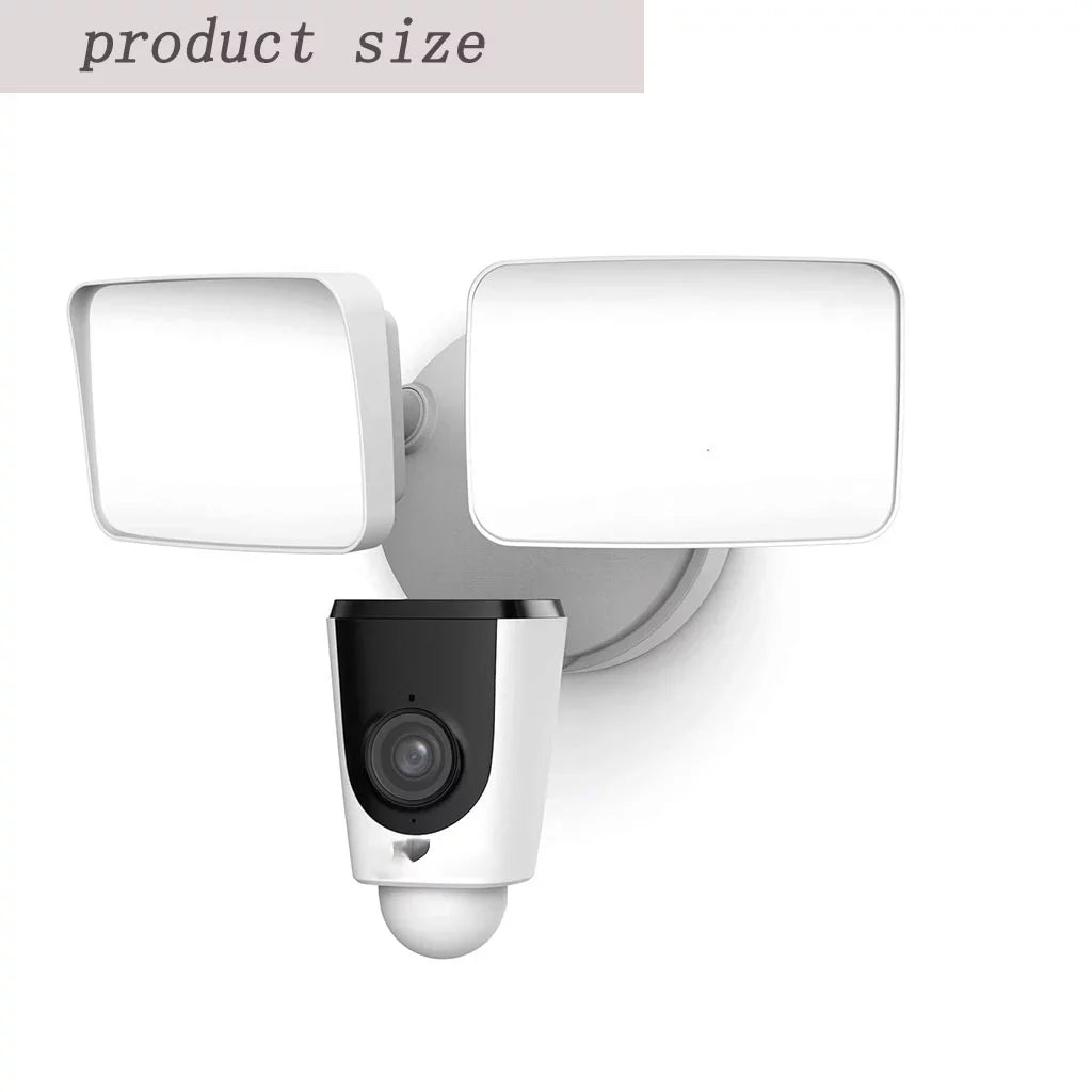Floodlight Camera, Smart Home 1080P Security Outdoor Camera Wireless WiFi with Flood Light, Built-in Siren Alarm, 114 View,  Waterproof, MicroSD & Cloud Storage,