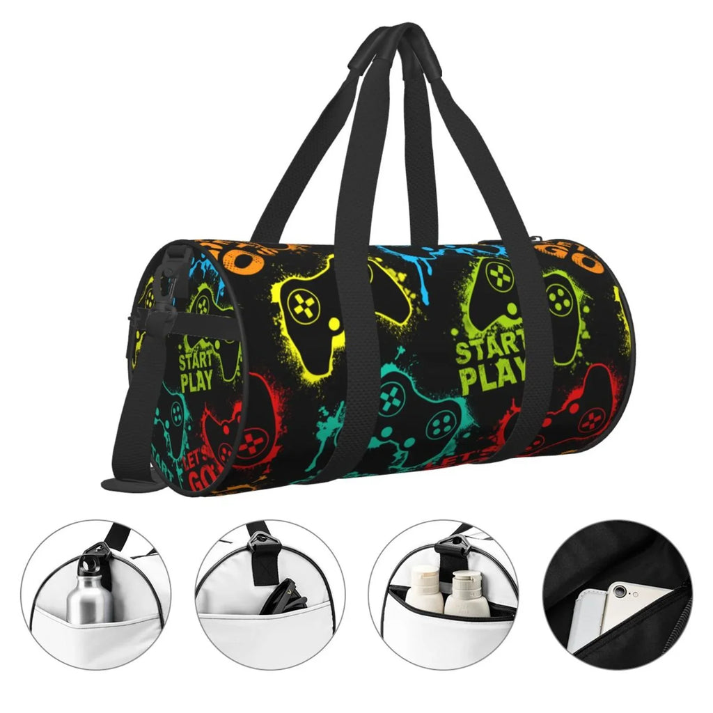 Coaee Play Game Start Large Capacity Travel Luggage Bag Cylinder Gym Bag Waterproof Sports Bag with Pocket and Compartment