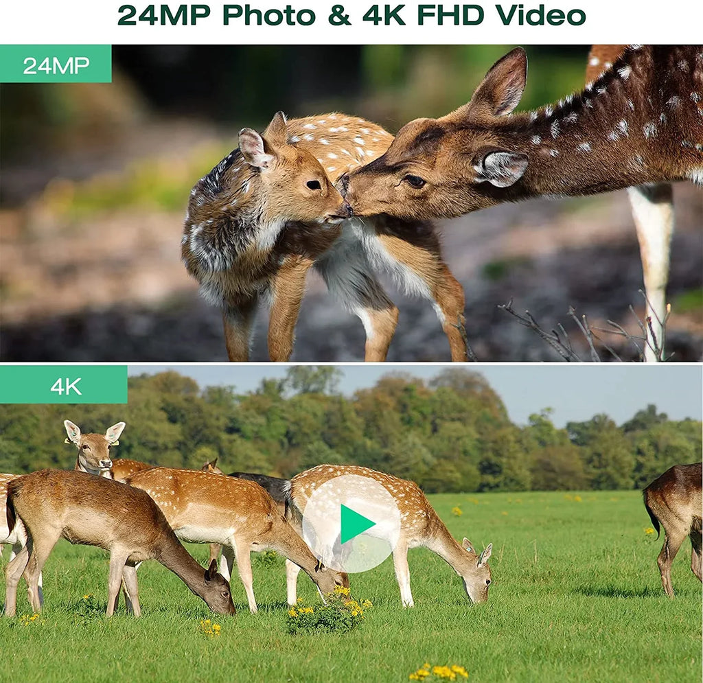 42MP Native 4K 30fps Trail Game Camera WiFi Bluetooth Hunting Deer Camera with Night Vision 3  Sensor Waterproof  Motion Activated 120° Wide Angle Trail Cam for Wildlife Monitoring