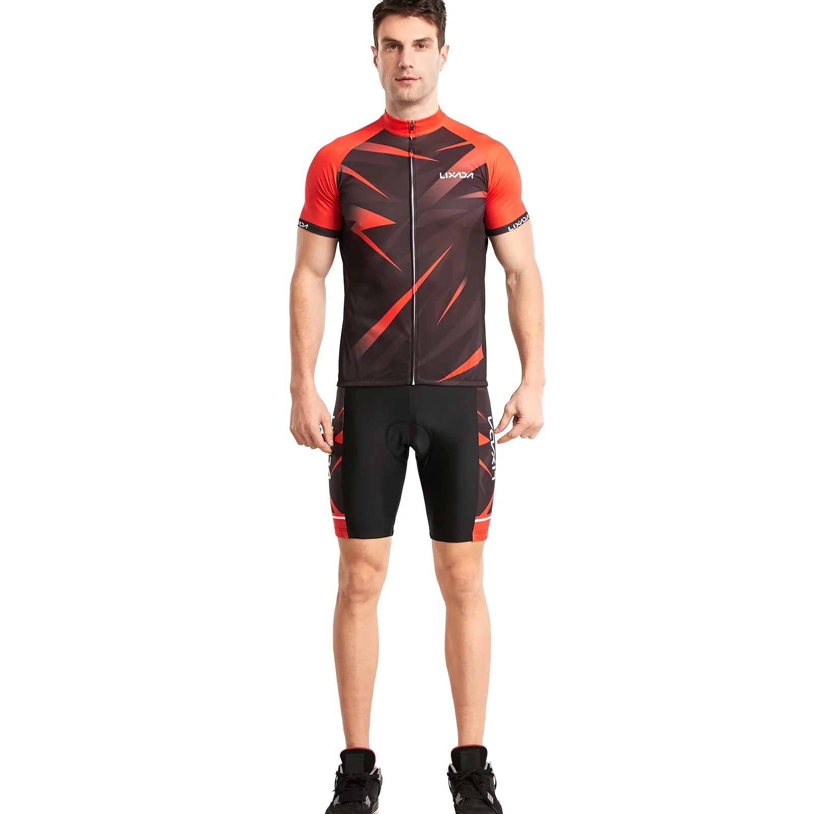 Lixada Men Cycling Jersey Breathable Short Sleeve Bike Shirt and Padded Shorts  Clothing Suit