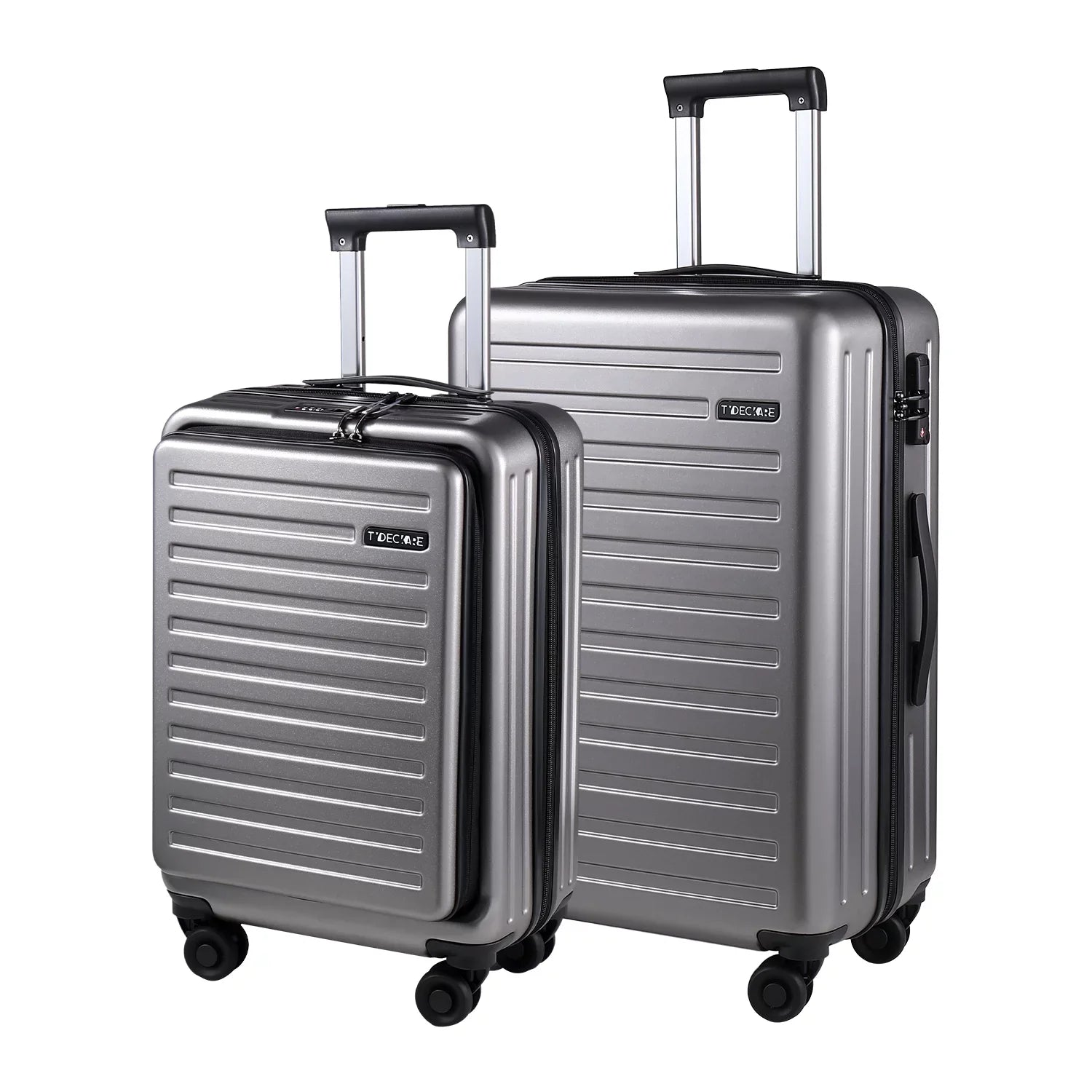 2 Piece 20/24 Luggage Set, Only 20 with Front Laptop Pocket & Expandle, Lightweight + Hardshell Suitcase with  Lock & Spinner Wheels, 20 Inch 37~41L + 24 Inch 65L,Dark Grey