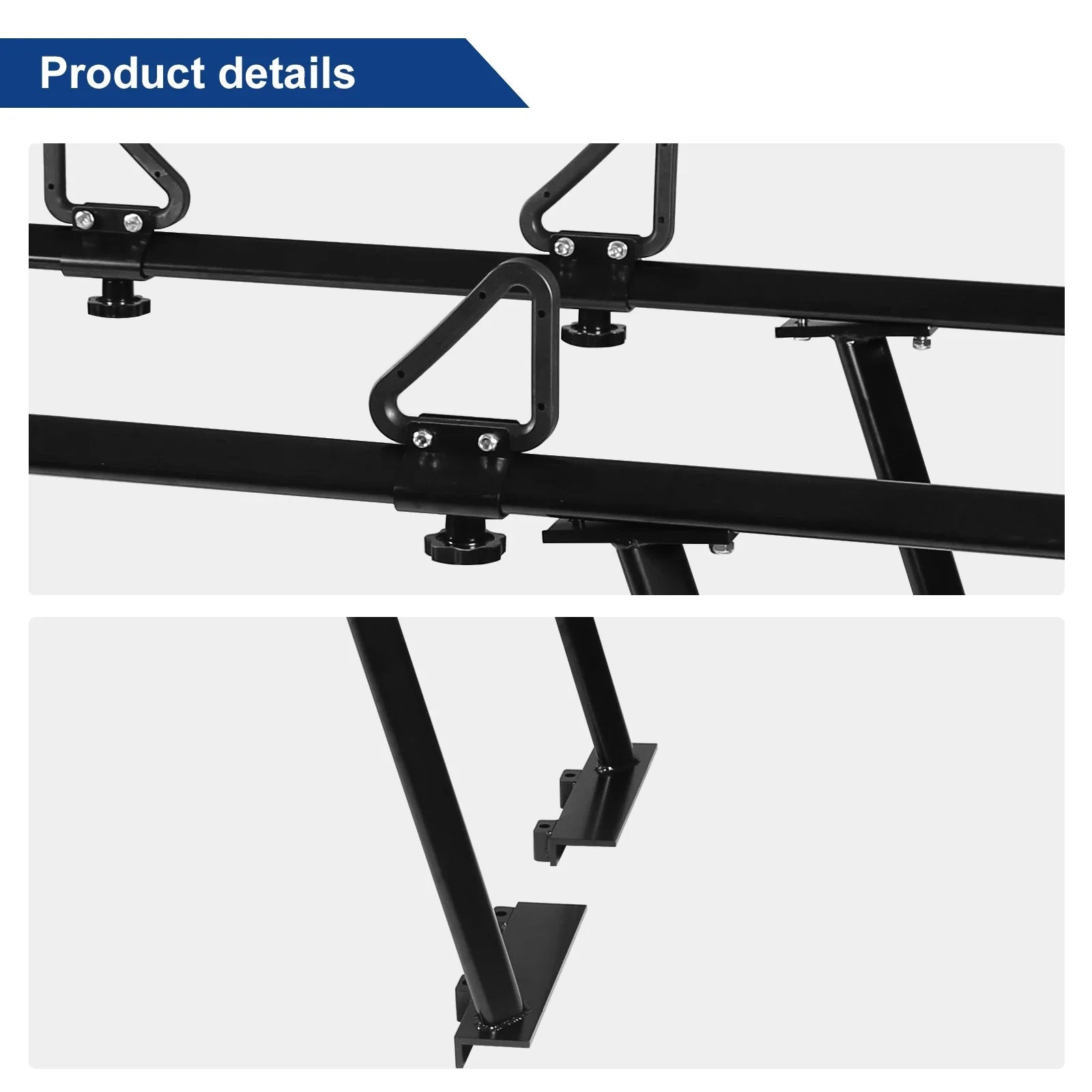 BoardRoad Pickup Truck Ladder Racks, Black Universal Truck Bed Cargo Racks (No-Drilling Required) 1,000lbs Capacity for Kayak Surfboard Lumber Ladder Aluminum