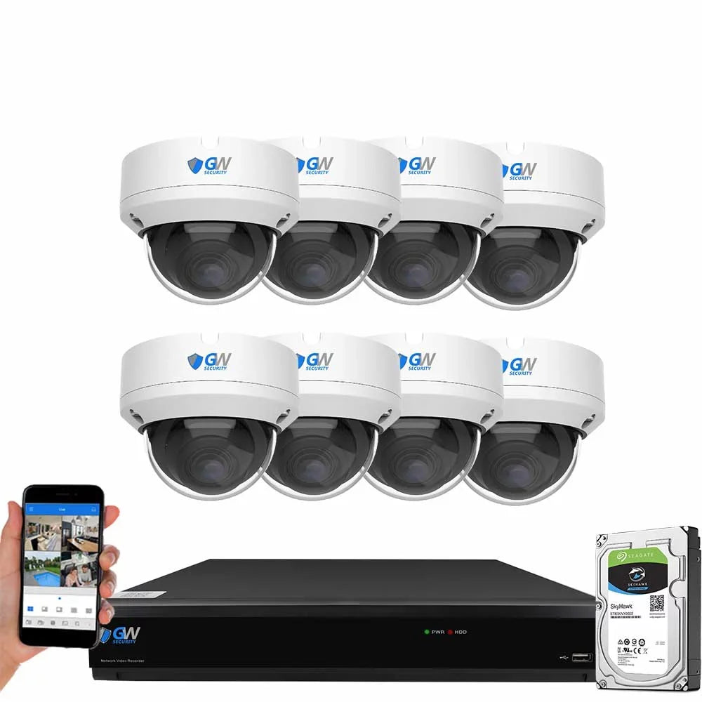 Security 8MP 4K Security Camera System with  Face/Human/Vehicle Detection, 8 Channel  and 8 x 8MP Outdoor / Indoor -  Dome Camera, Smart  Alert & Playback