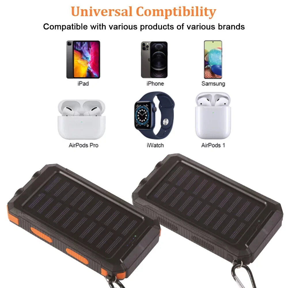 Super 10000000mAh  Portable Charger Solar Power Bank for Cell Phone, Black.