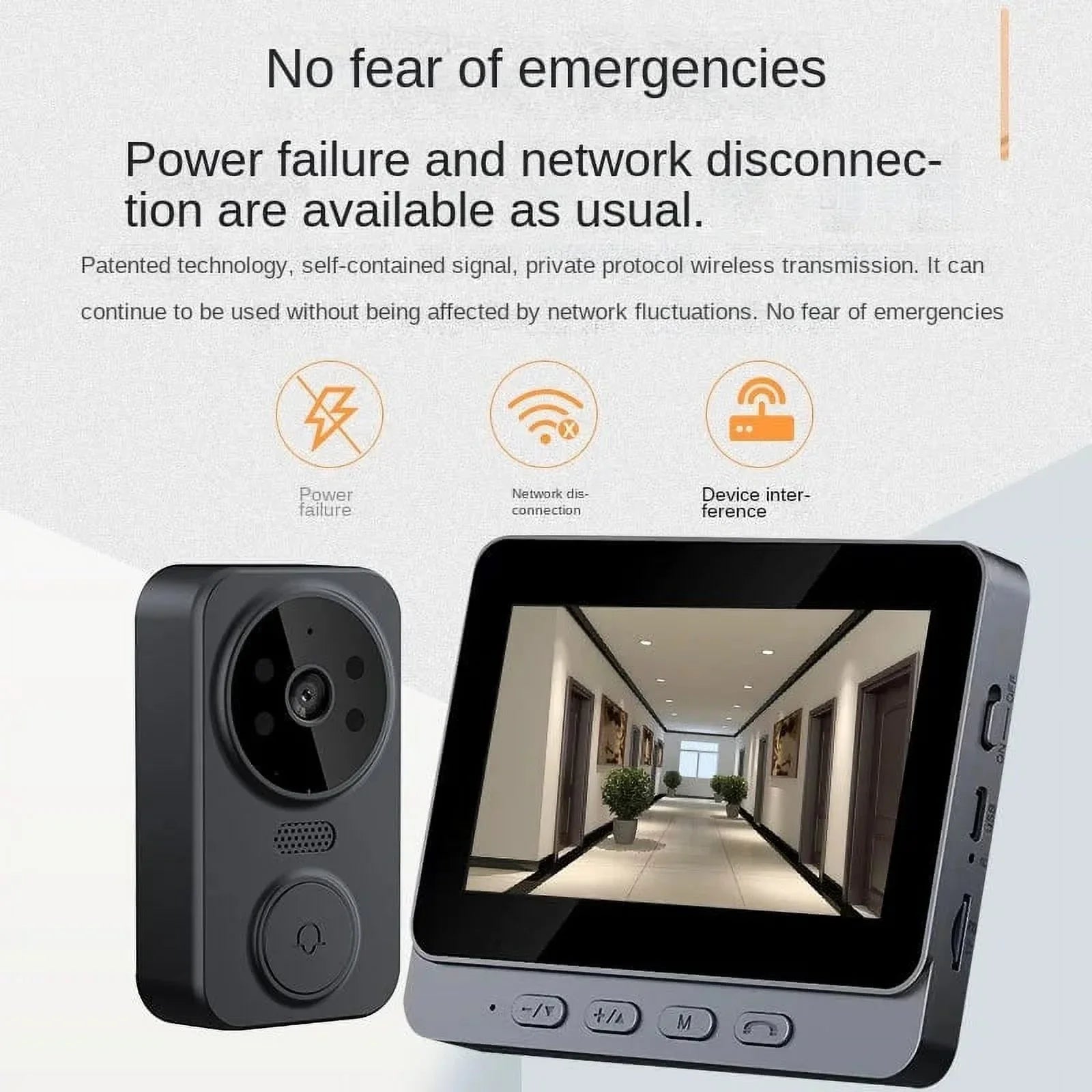 video doorbell 4.3-inch home smart life 2.4G wireless video two-way intercom doorbell monitoring