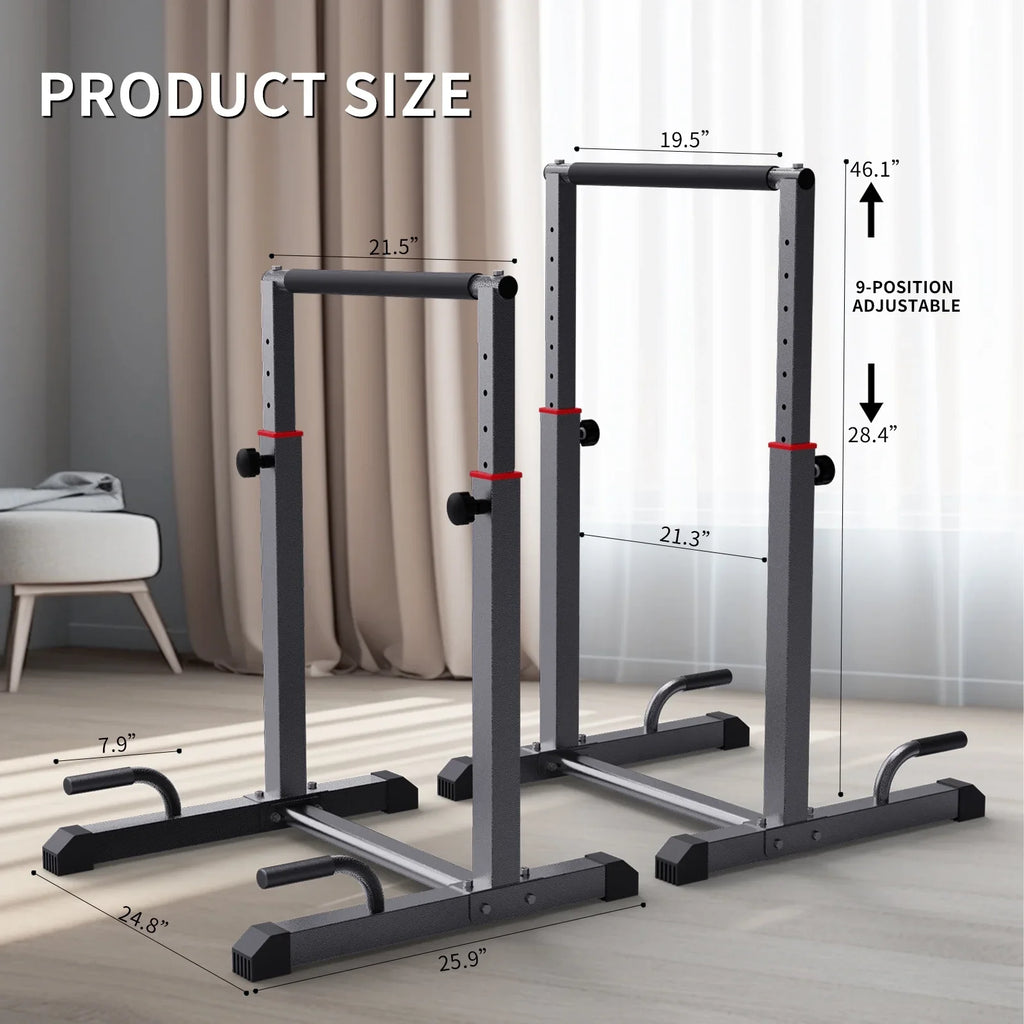 Dip Bar Station Set, 9 Level Adjustable, 1200lbs Heave Duty Dip Station for Full Body Workout Fitness,Functional Parallettes Bars