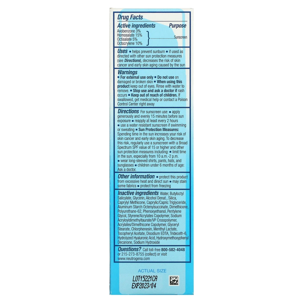 Neutrogena, Hydro Boost Hyaluronic Acid Moisturizer With Sunscreen,  50, Fragrance-Free, 1.7 fl oz Pack of 3