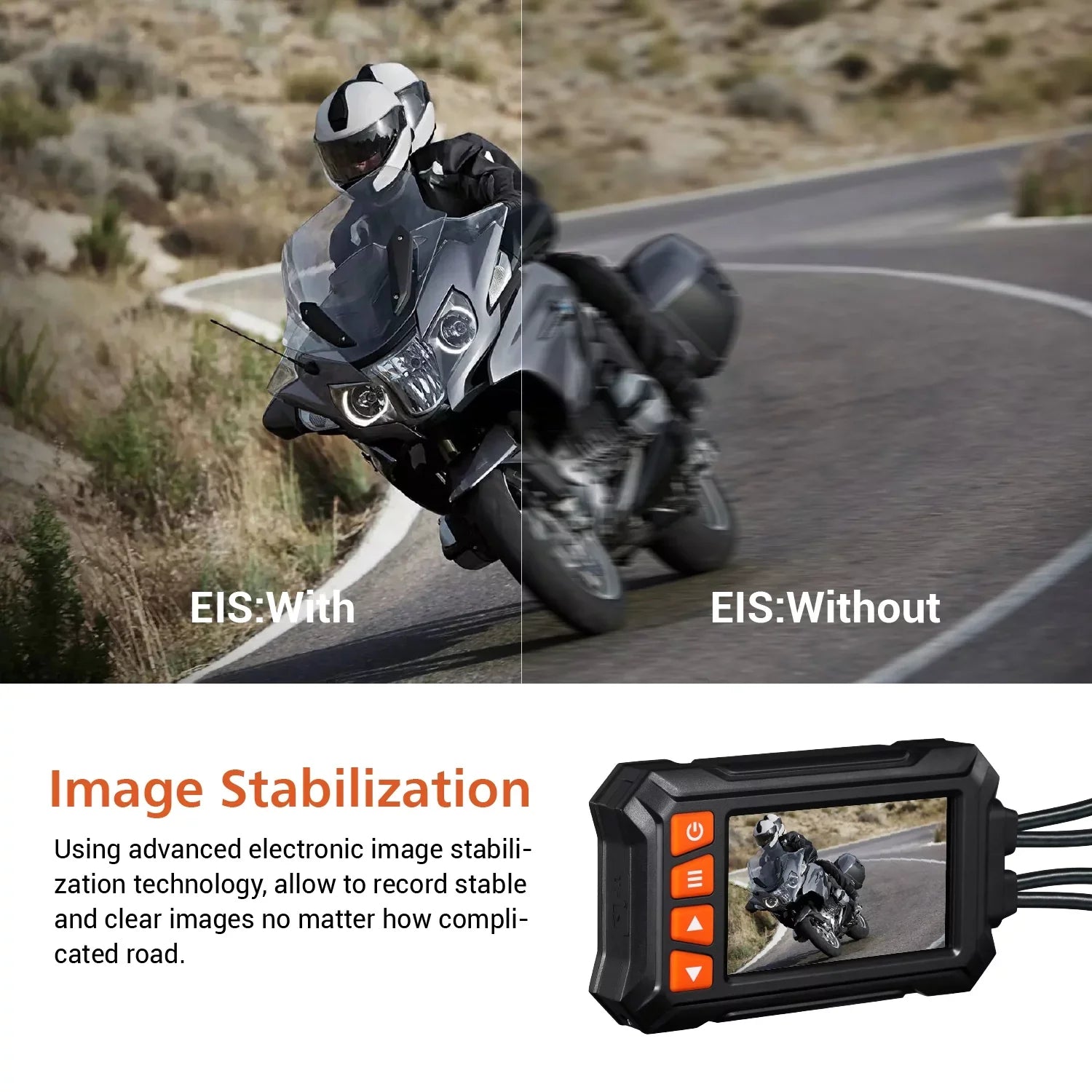 Dual 2K 30fps/1080P 60fps Motorcycle Camera, All Waterproof Dash Cam 3''  Front and Rear 150° Wide Angle with Wired Remote, Wi-Fi, ,  and Race Mode, Max up to 256GB