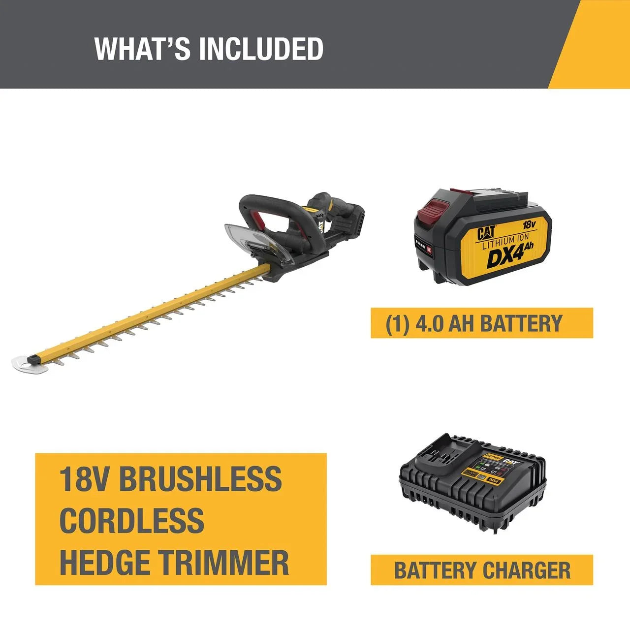 Caterpillar Cat®  18V Brushless 24" Cordless Hedge Trimmer with Battery