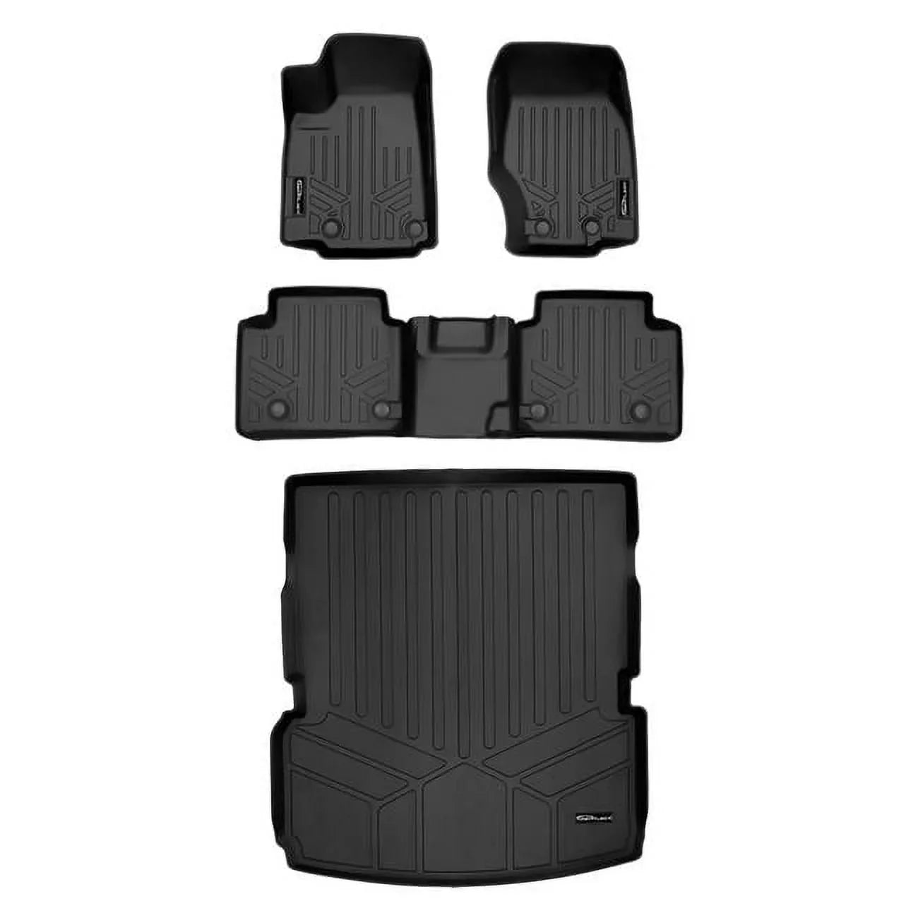 '-- All Weather Custom Fit Black 2 Row & Cargo Liner Behind the 2nd Row Floor Mat Liner Set for 2021-2023 Jeep Grand Cherokee , Black