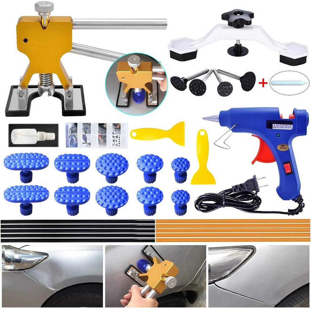 Removal kit, Auto Paintless Dent Repair Kits - Golden Car Dent Puller with Bridge Dent Puller