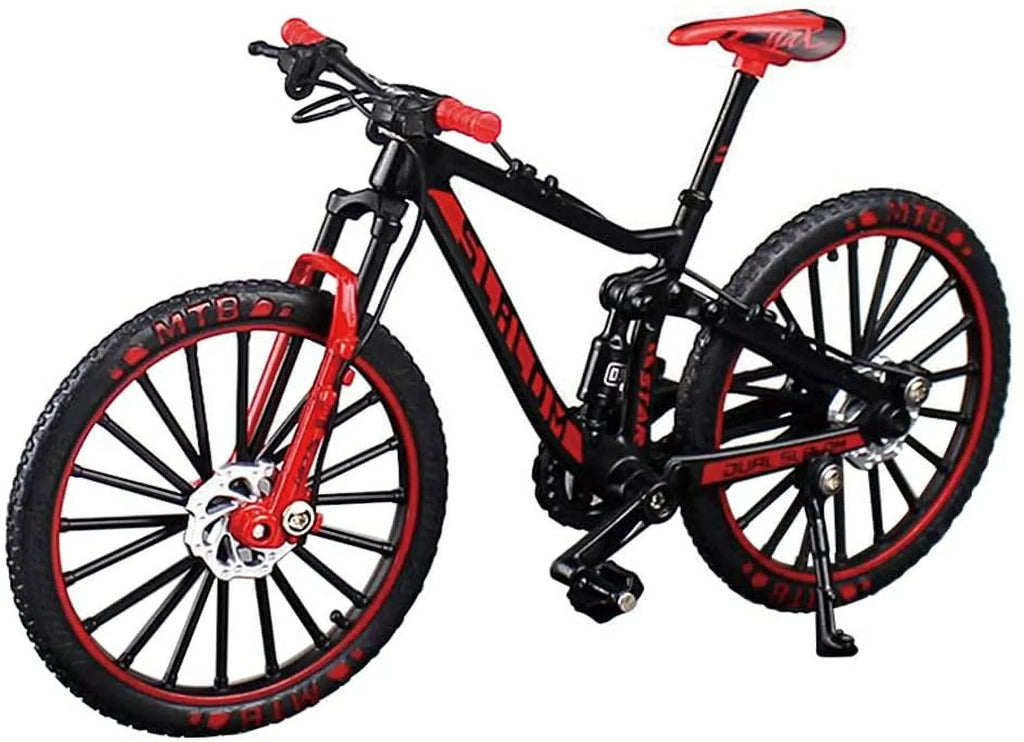 ! Alloy Mini Downhill Mountain Bike Toy, Die-cast  Finger Bike Model for Collections (Black/Red)