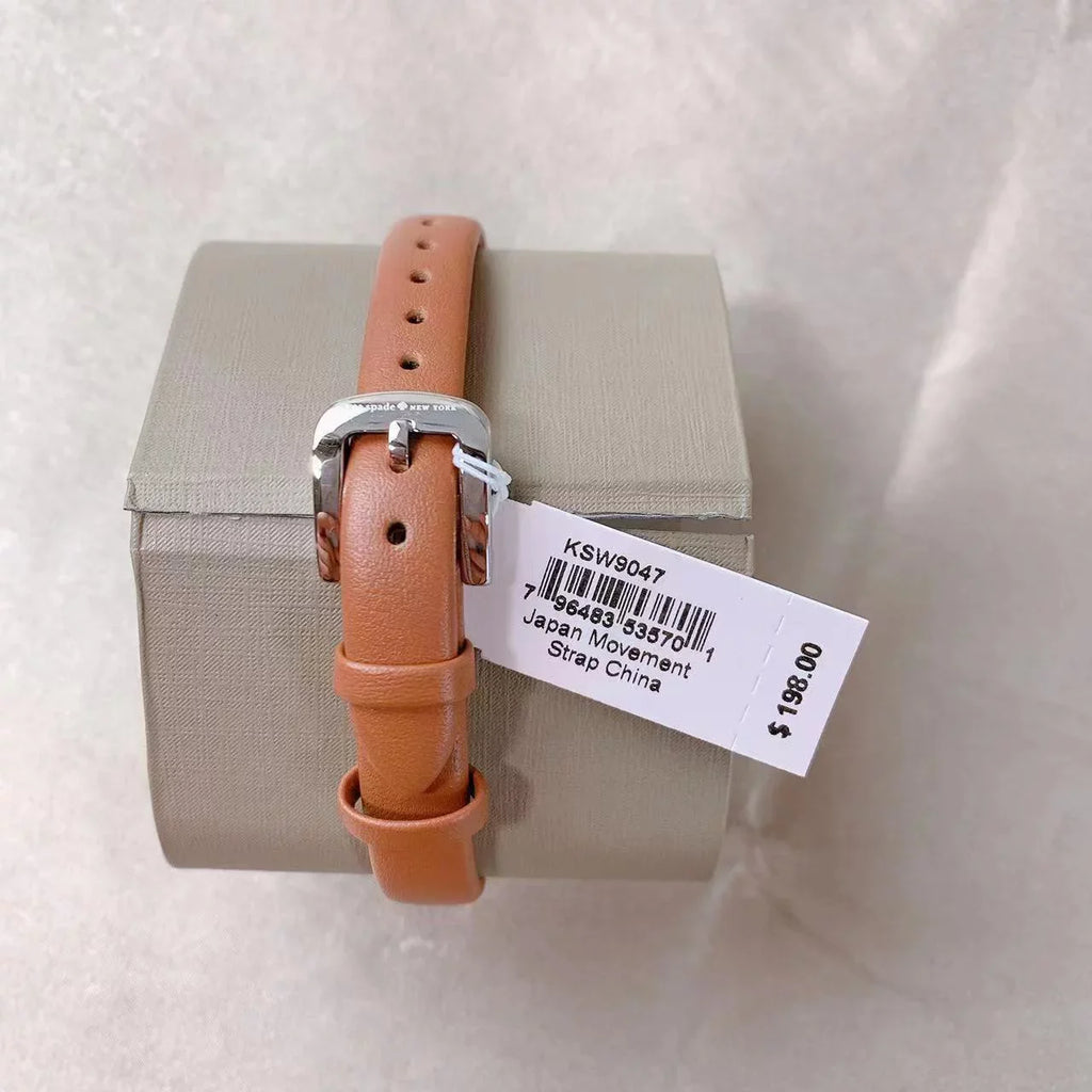 kate spade  new york metro three-hand brown leather watch