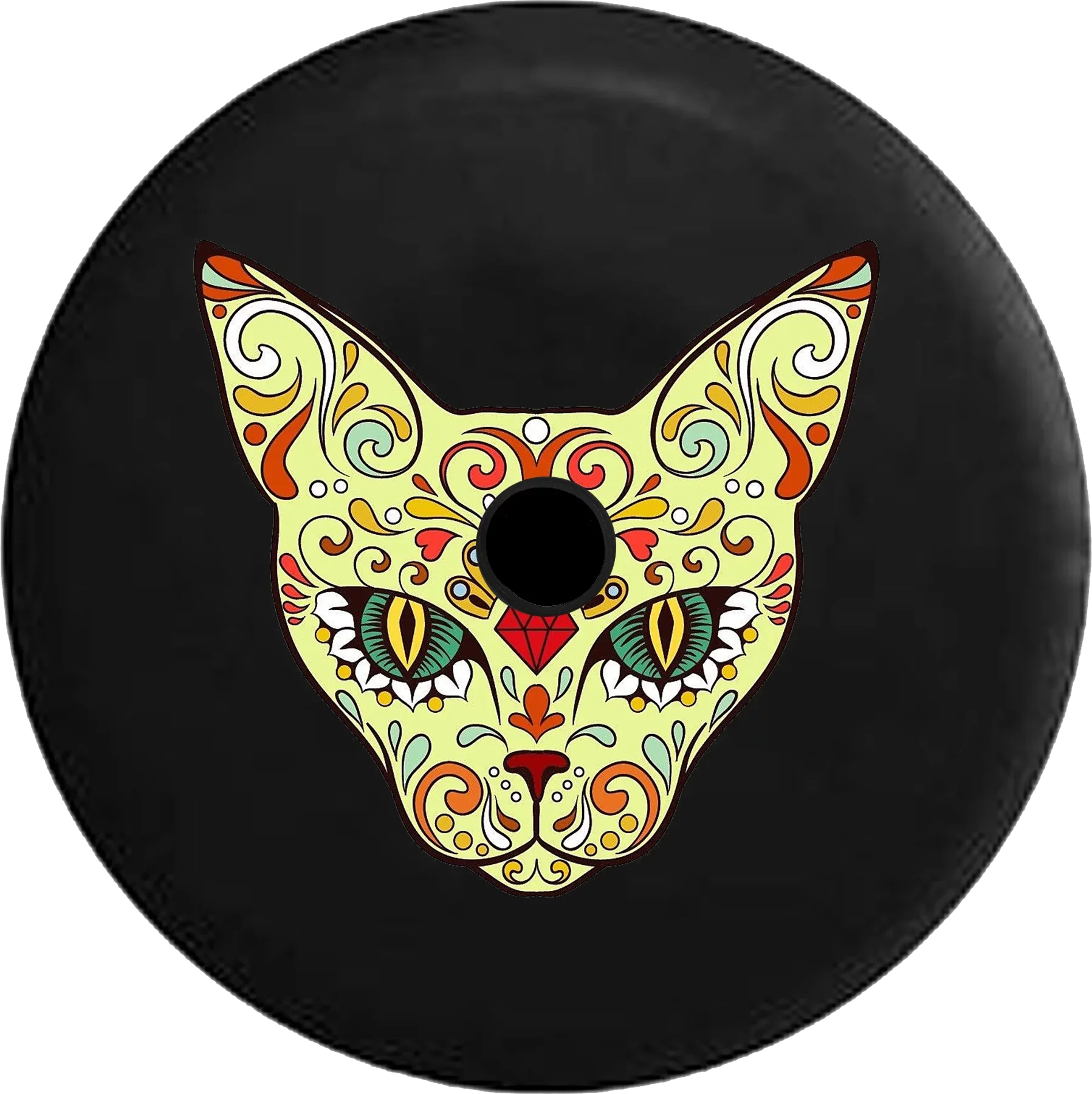 2018 2019 Wrangler  Backup Camera Green Eye Egyptian Cat Sugar Skull Spare Tire Cover for Jeep  32 Inch