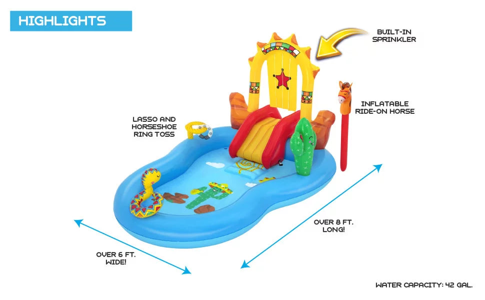 ! Wild West Inflatable Kids Water Play Center 8' Wide