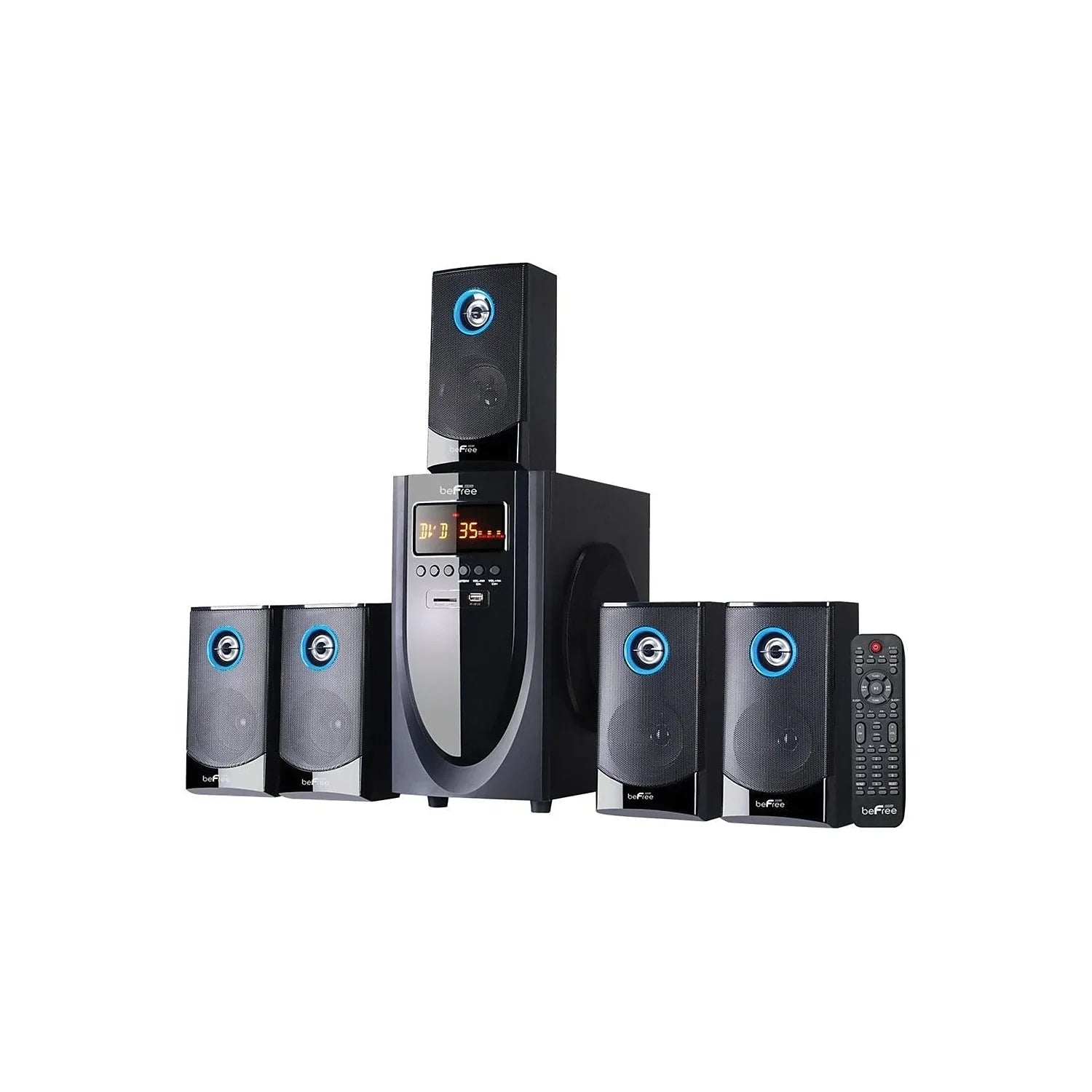 beFree Sound -520 5.1 Channel Bluetooth Surround Sound Speaker System in Black and Blue