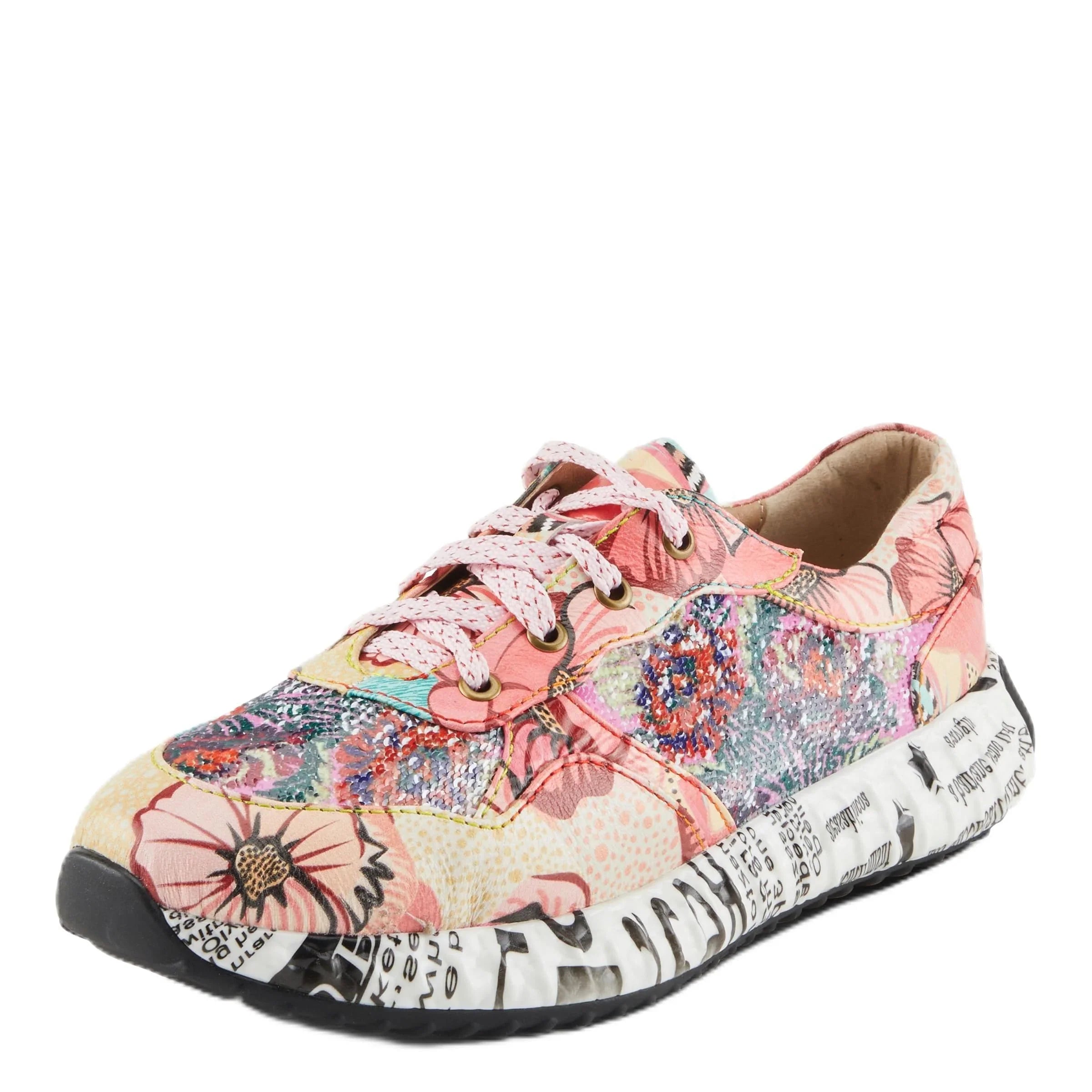 Spring Step 'Artiste Women's Cabaret Sequin Leather Fashion Sneakers - Stylish Comfort with a Sparkling Touch Pink Multi  35 /  5